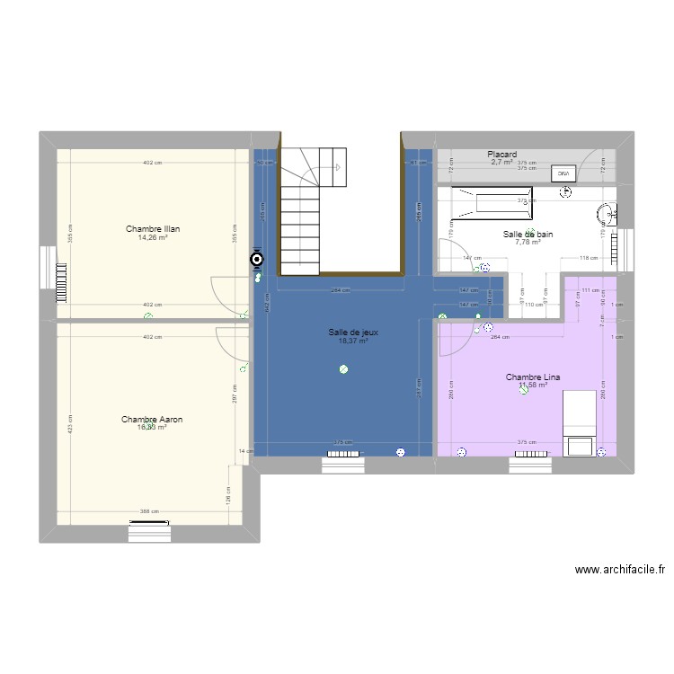 Etage Maison. Plan de 6 pièces et 72 m2