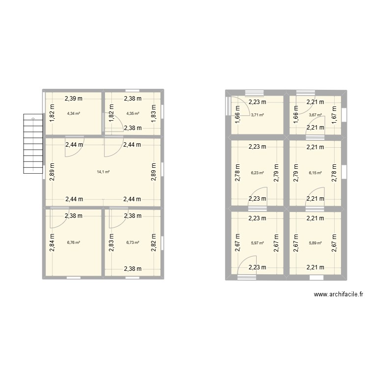 Plan Mangaika tena izy. Plan de 11 pièces et 68 m2