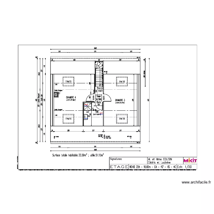 COUSIN HYDRAULIQUE ETAGE. Plan de 