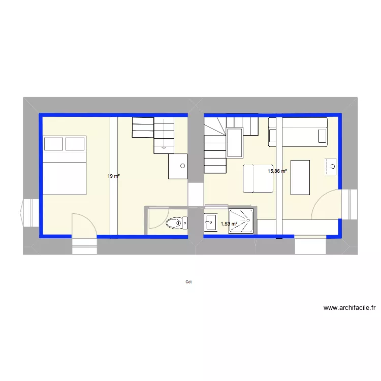 PM N1cuisine avec esc semi h&eacute;li. Plan de 