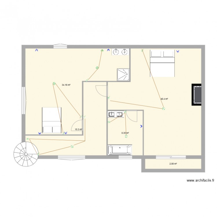 etage manoir. Plan de 0 pièce et 0 m2