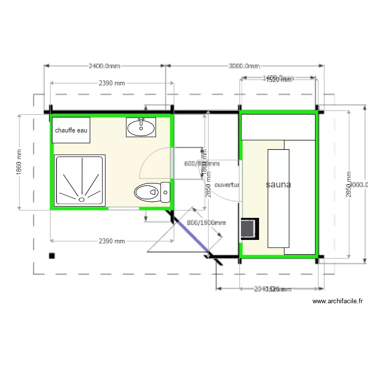 derko sauna  1 pan . Plan de 