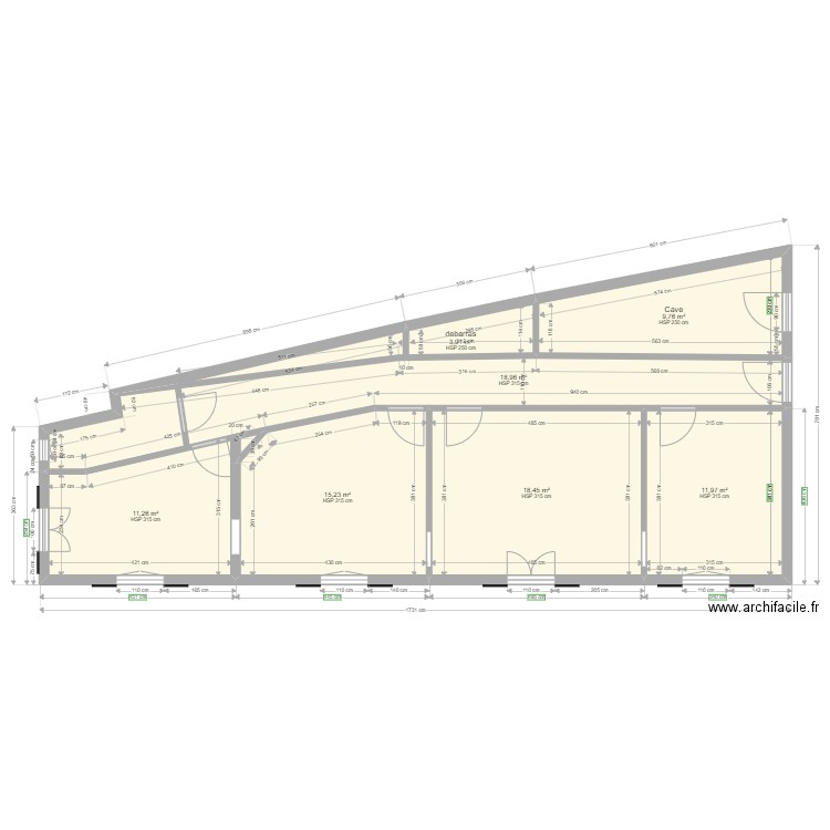 MAKRAM 3 plan coté . Plan de 7 pièces et 90 m2