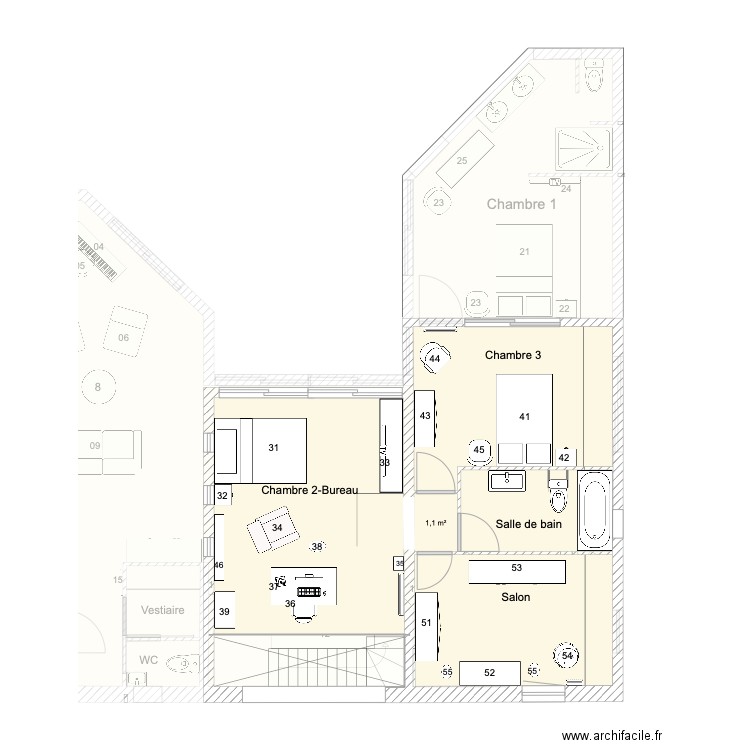 Jugan Meubles. Plan de 11 pièces et 205 m2