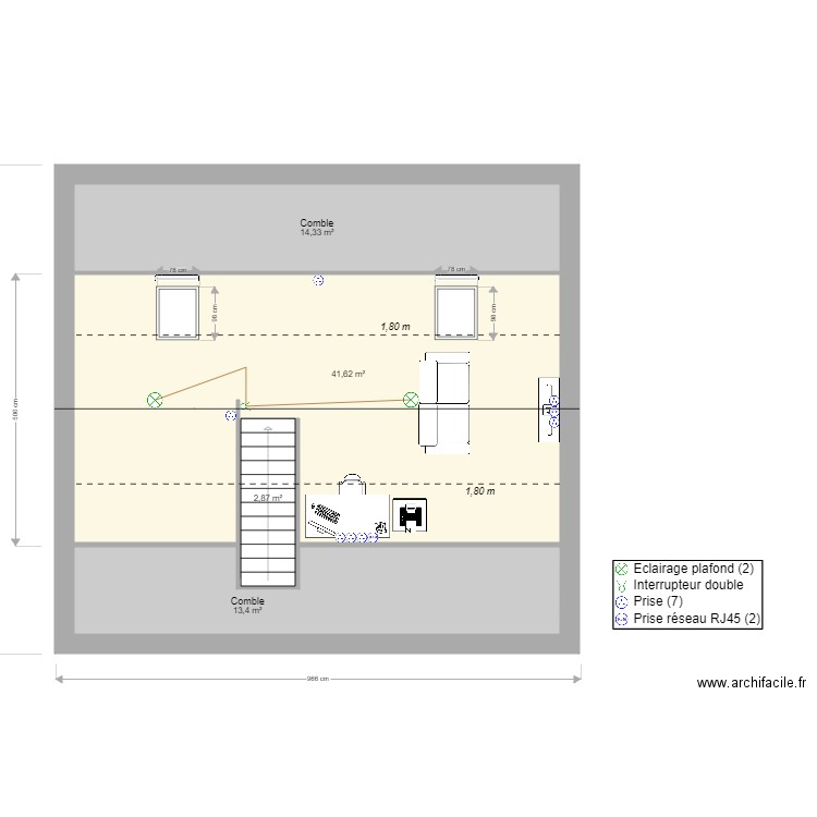 Combles. Plan de 0 pièce et 0 m2