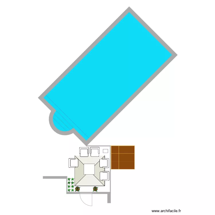 Salon terrasse. Plan de 