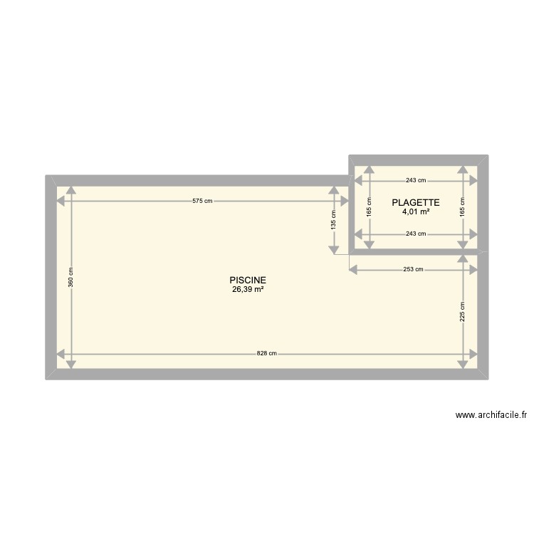 Piscine. Plan de 2 pièces et 30 m2