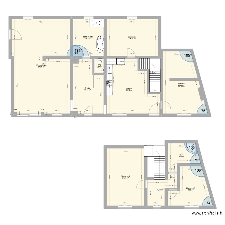 Maison Tancoigné 3 Plan 15 pièces 194 m2 dessiné par Malo49