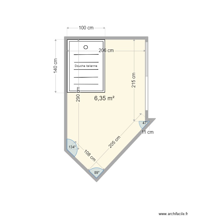 CHAPELET. Plan de 1 pièce et 6 m2