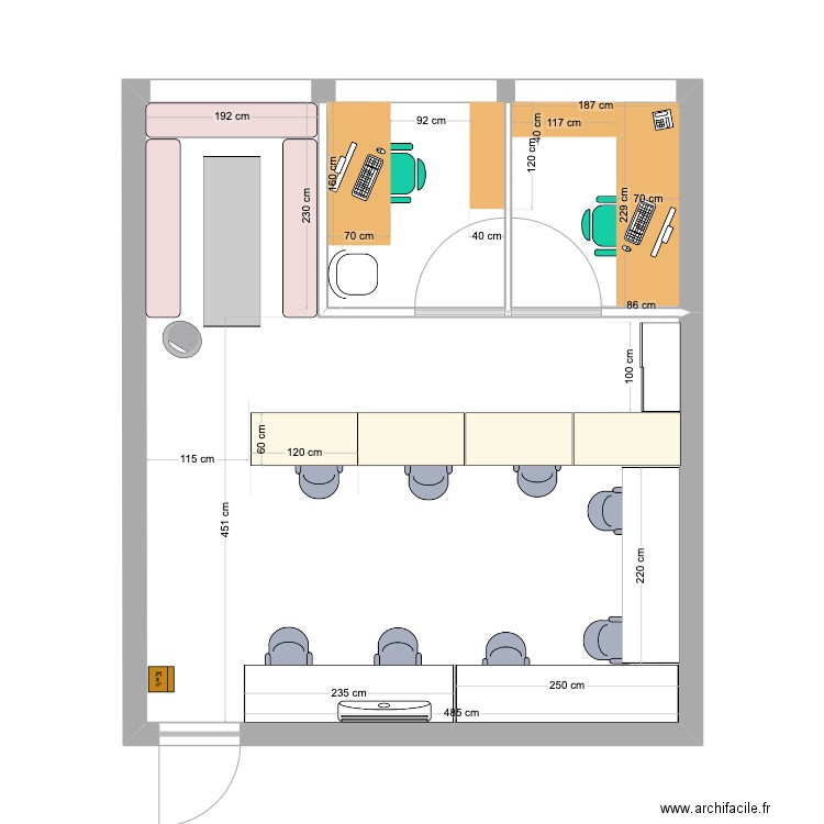 Bureau_france bureau_Nov2023_decoupes. Plan de 1 pièce et 40 m2