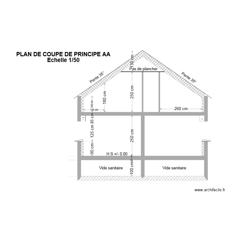 coupe. Plan de 0 pièce et 0 m2