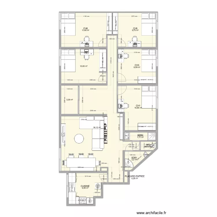 T7 Bellefontaine après travaux. Plan de T7 Bellefontaine après travaux. Plan de