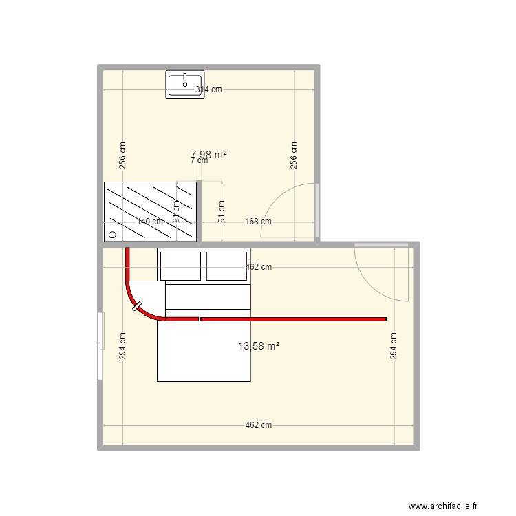 STEFANI RAIL DROIT. Plan de 2 pièces et 22 m2