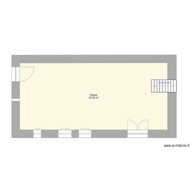 RDC-1. Plan de 1 pièce et 41 m2