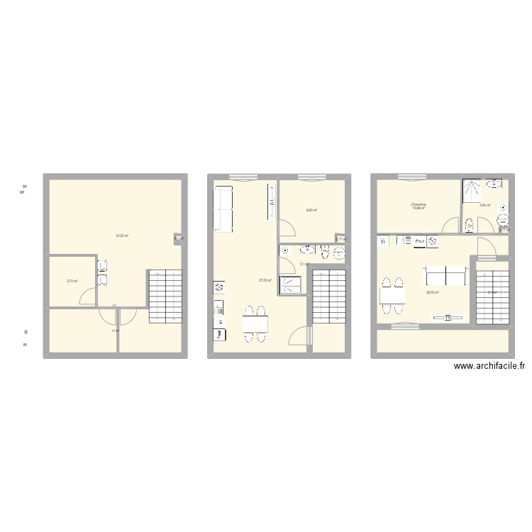 terrain opoul 60 m2. Plan de 13 pièces et 158 m2