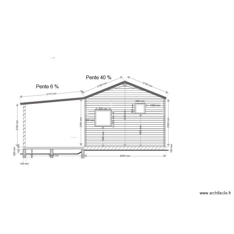 PLAN COUPE FACADE DROITE FINI. Plan de 0 pièce et 0 m2