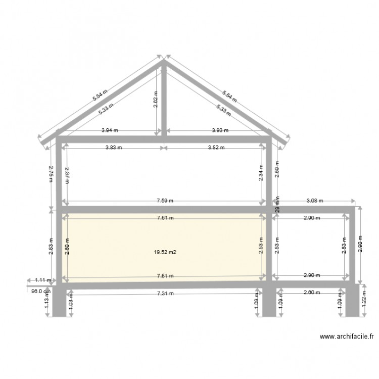 maison 2 garages avancés coupe latérale. Plan de 0 pièce et 0 m2