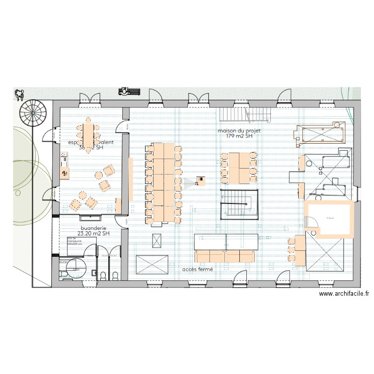 RDC Minoterie Navarrenx. Plan de 1 pièce et 7 m2