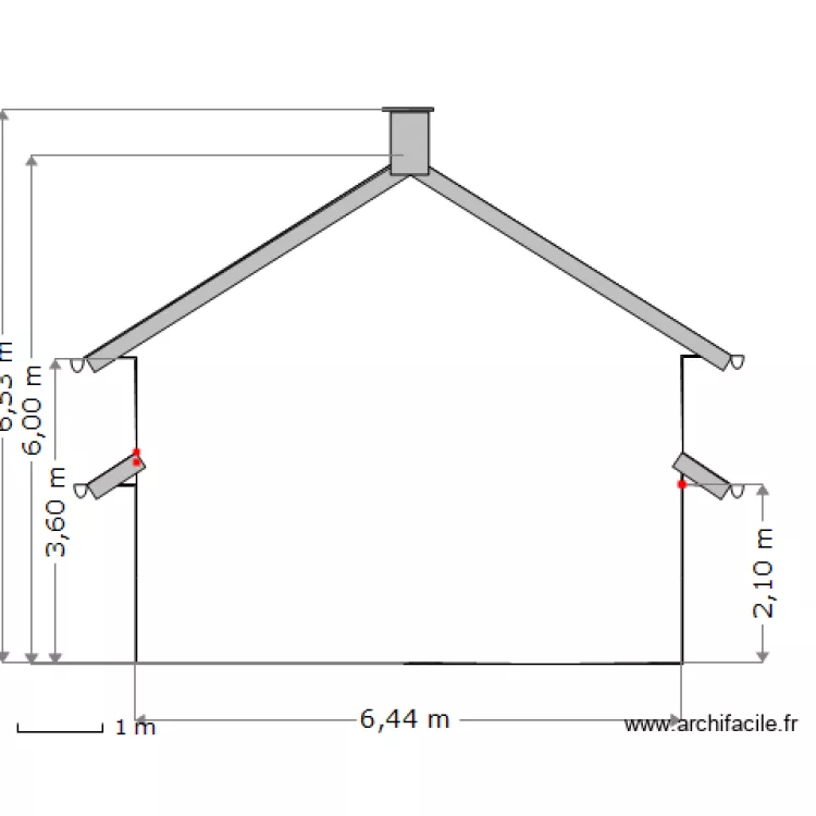 Facade Sud  Ouest 50e. Plan de 