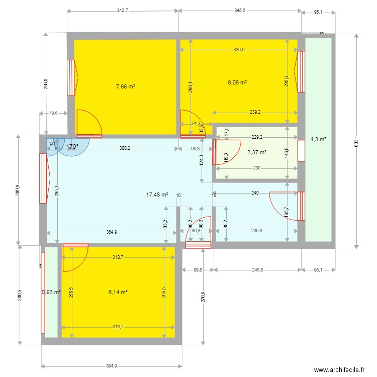 espValencia. Plan de 7 pièces et 50 m2