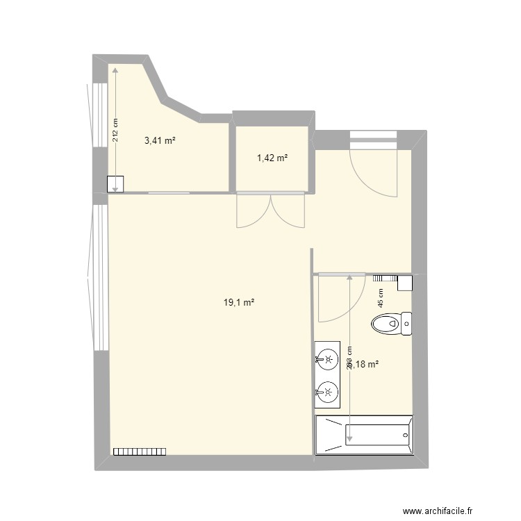 manue STUDIO . Plan de 4 pièces et 29 m2