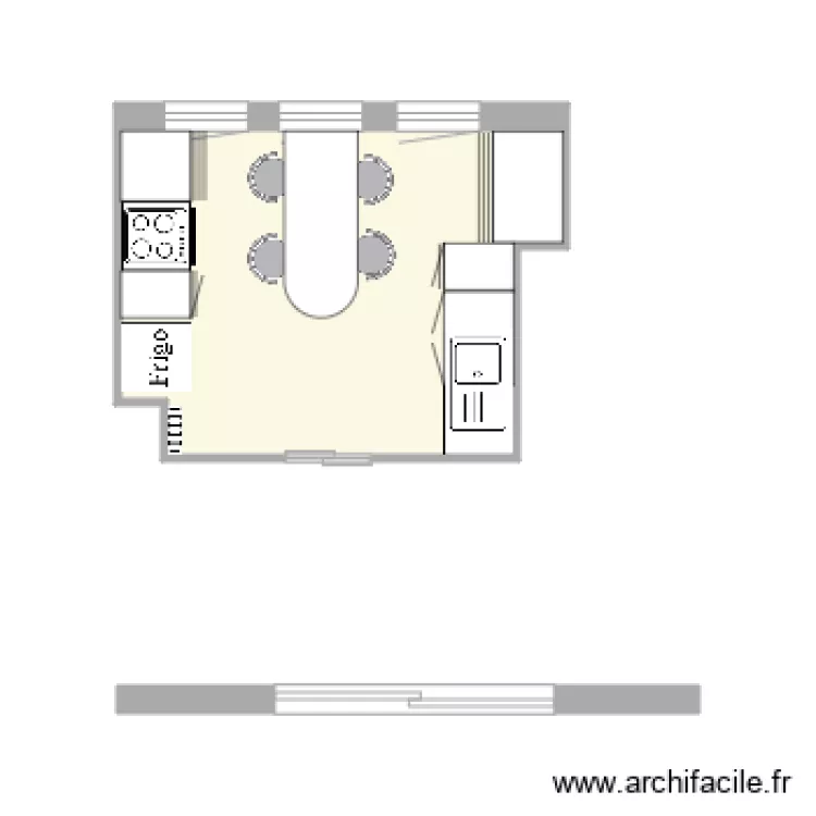 Cuisine avec mobilier existant. Plan de Cuisine avec mobilier existant. Plan de