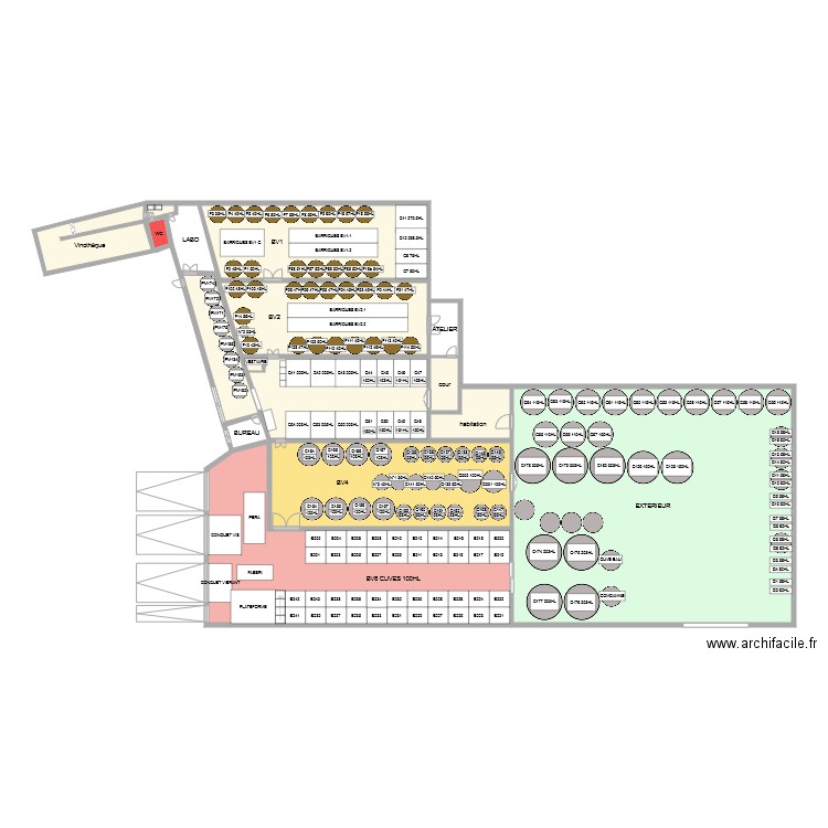 plan bv2. Plan de 16 pièces et 155 m2