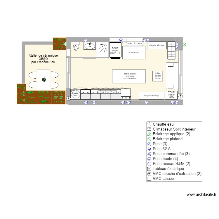 atelier Fred. Plan de 5 pièces et 31 m2