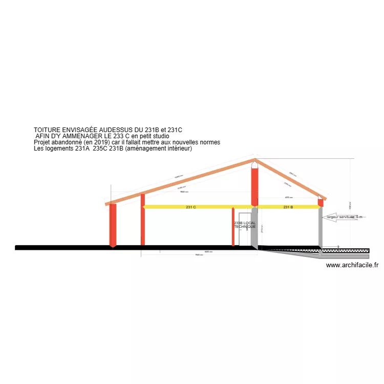 TOITURE 231B et C COUPE LONGITUDINALE. Plan de TOITURE 231B et C COUPE LONGITUDINALE. Plan de