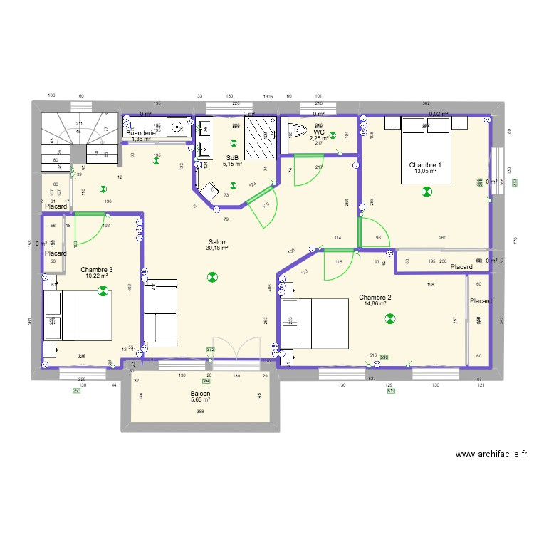 ETAGE PROJET 2.0. Plan de 20 pièces et 88 m2