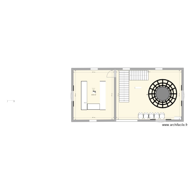Plan RDC pressoir Mareuil . Plan de 2 pièces et 96 m2