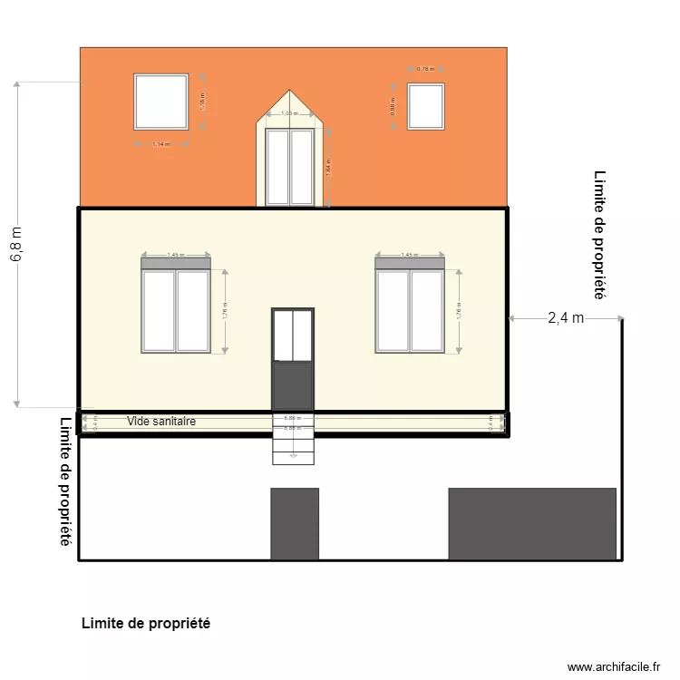 plan fa&ccedil;ade apr&egrave;s travaux face devant. Plan de 
