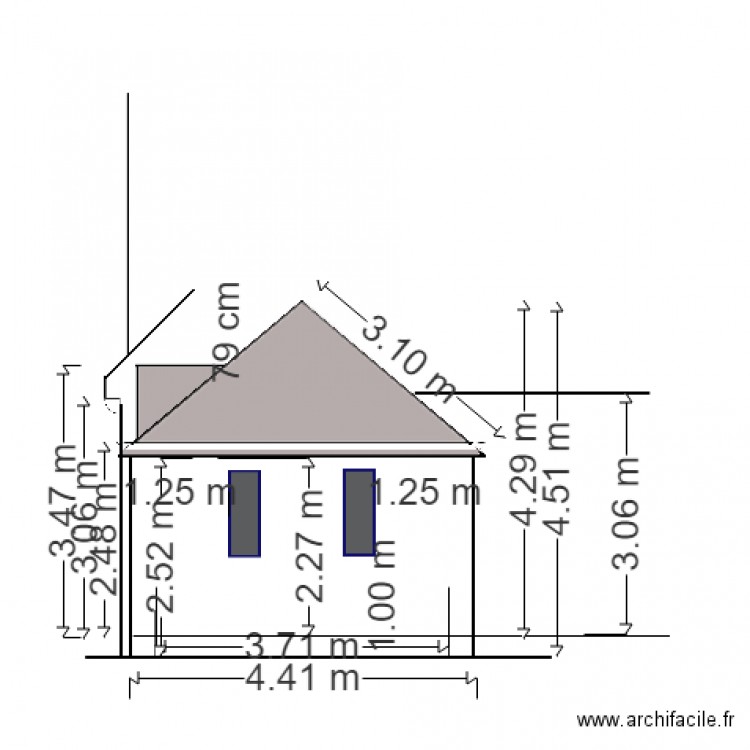 plan facade est . Plan de 0 pièce et 0 m2