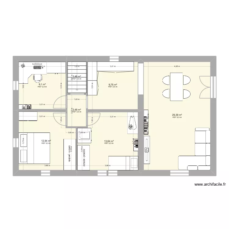 Postiers 18. Plan de 7  et 80 m²