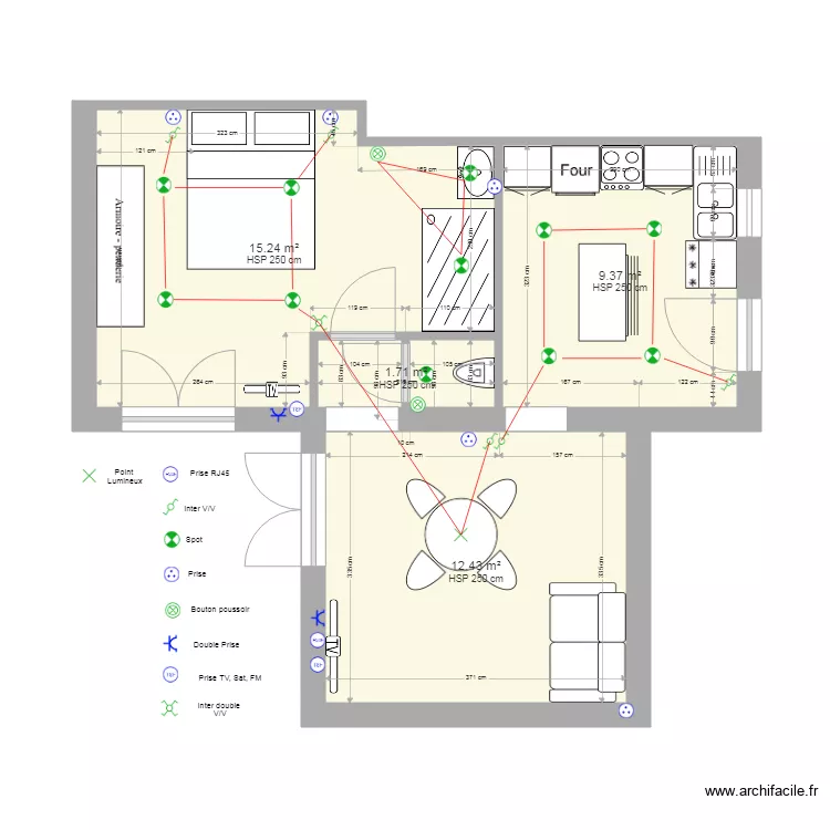 Studio 1609 plan elec. Plan de 