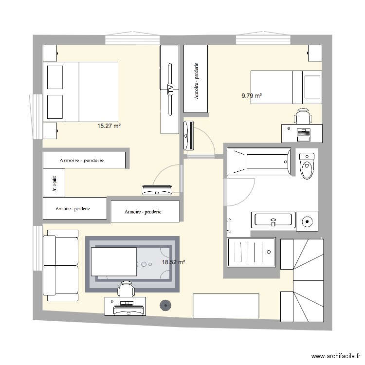 plan 2 maison sans 3eme chambre . Plan de 0 pièce et 0 m2