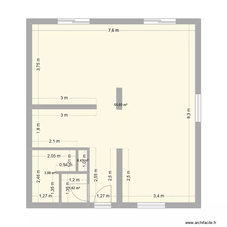 RDC Maison. Plan de 4  et 61 m²