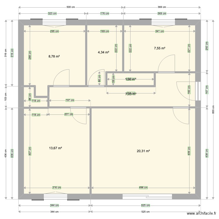 phenix. Plan de 7 pièces et 64 m2