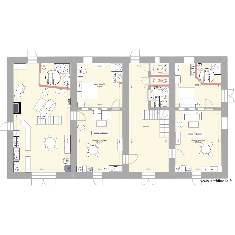 RDC Gites_essai6. Plan de 9 pièces et 196 m2