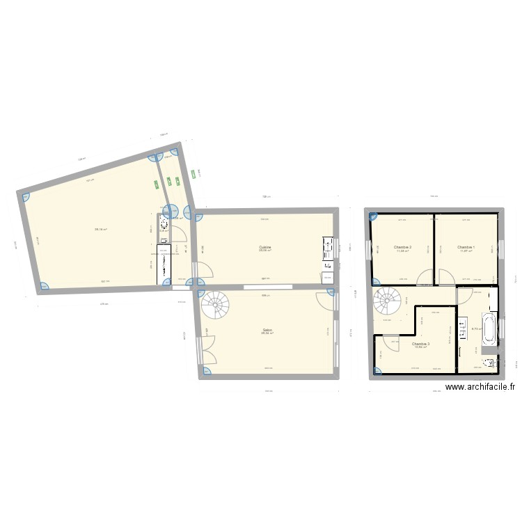 Grange Bussières. Plan de 10 pièces et 187 m2