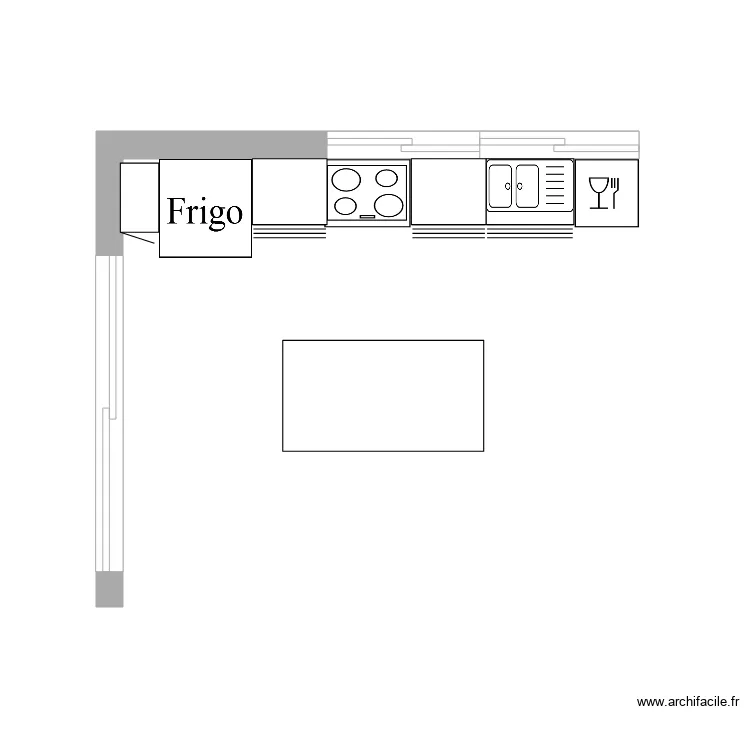 Cuisine vue haut. Plan de Cuisine vue haut. Plan de