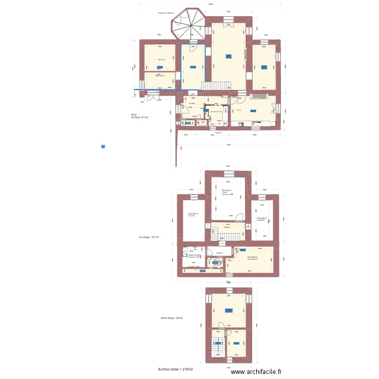 Grand Contest Projet 5. Plan de 13 pièces et 191 m2