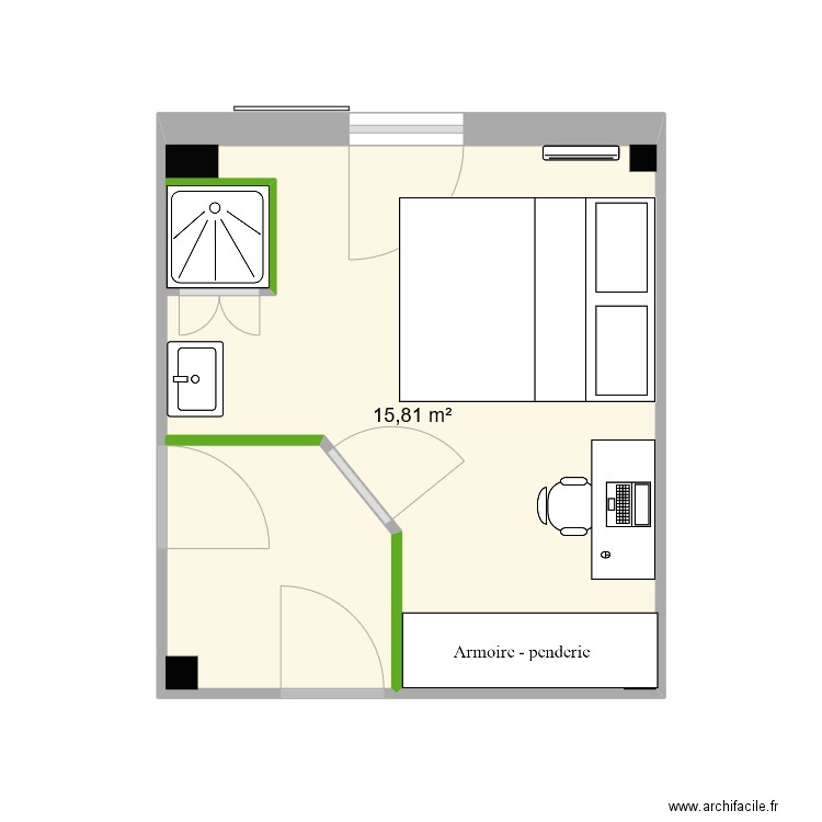 Chambre5. Plan de 1 pièce et 16 m2