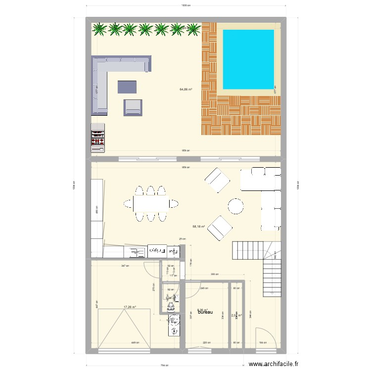 lea rdc. Plan de 13 pièces et 239 m2