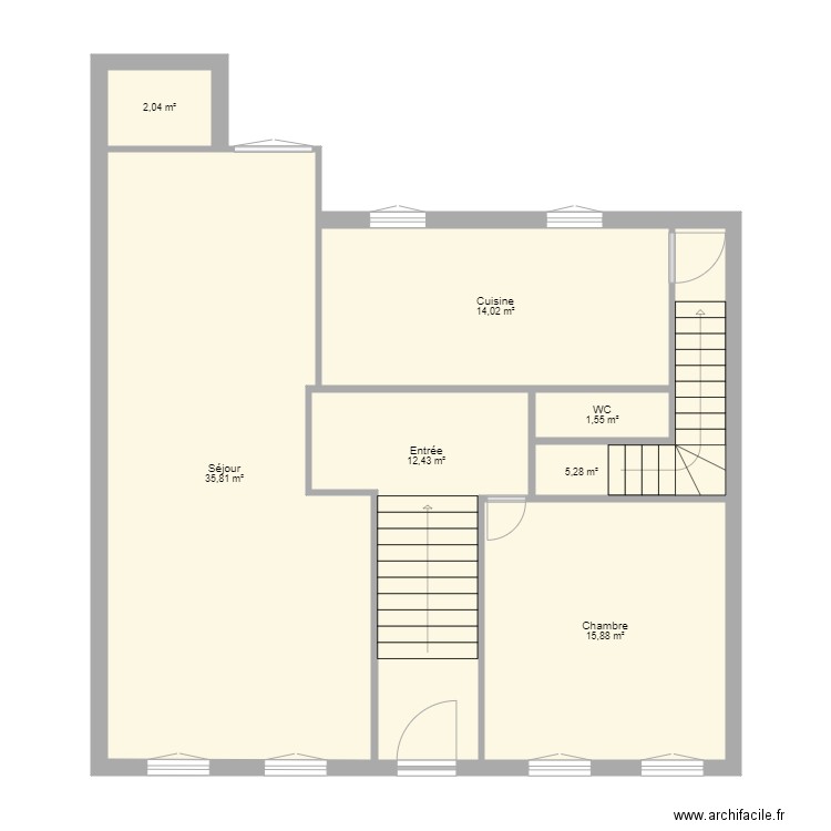 LagrangeRDCExistant. Plan de 7 pièces et 87 m2