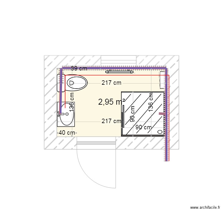 plomberie salleau. Plan de 1 pièce et 3 m2