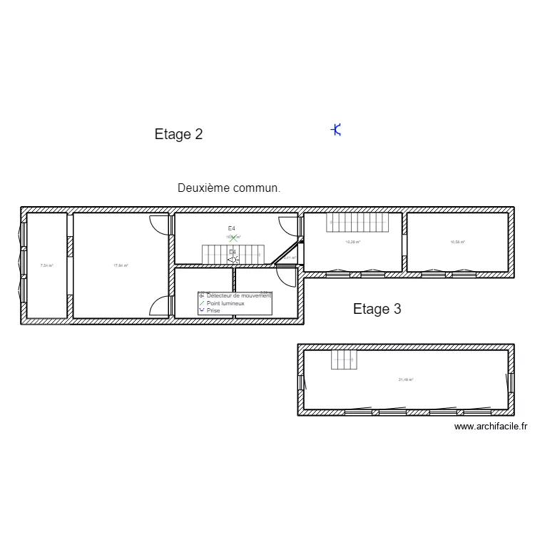 Electricit&eacute;: commun deuxi&egrave;me &eacute;tage Saint Gilles 302 Li&egrave;ge . Plan de 
