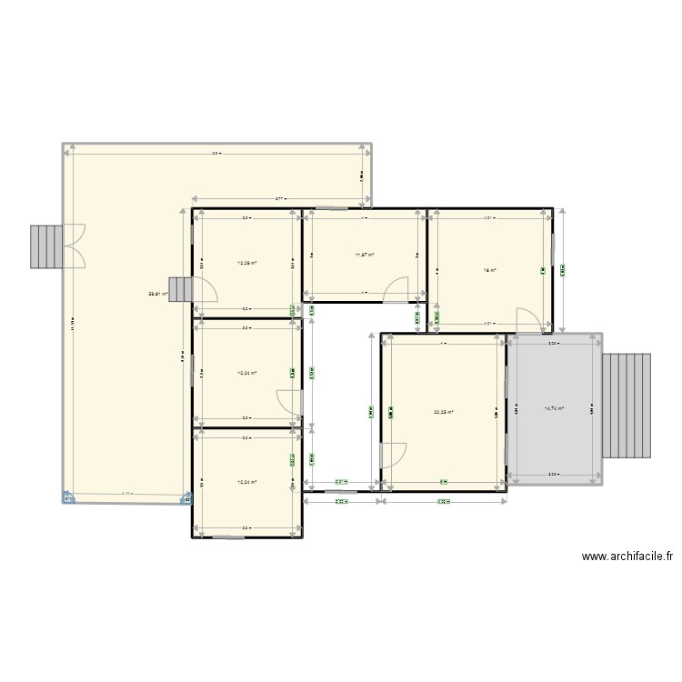 Plan 2 dimensions. Plan de 8 pièces et 159 m2