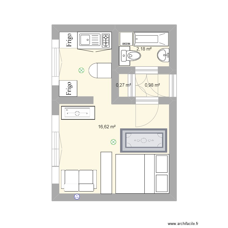 PLAN APPARTEMENT 25M². Plan de 0 pièce et 0 m2