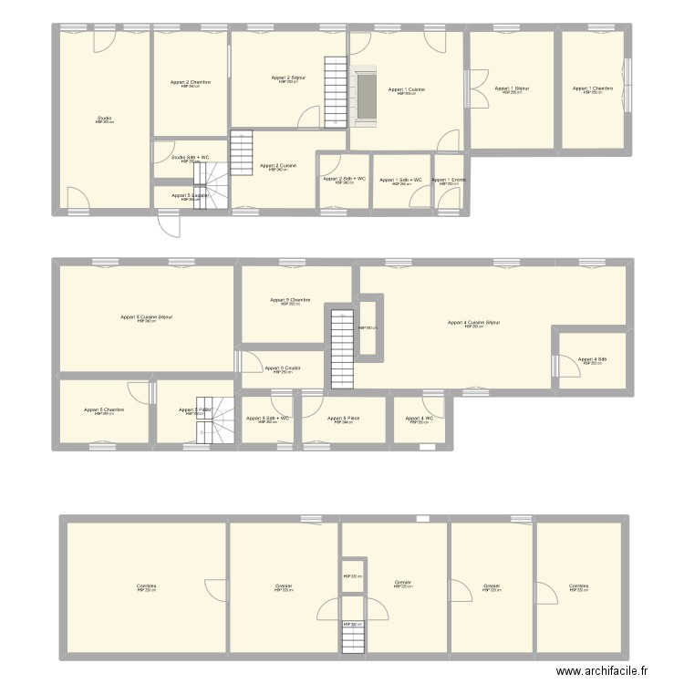 Maison Croisy Existant. Plan de 30 pièces et 323 m2